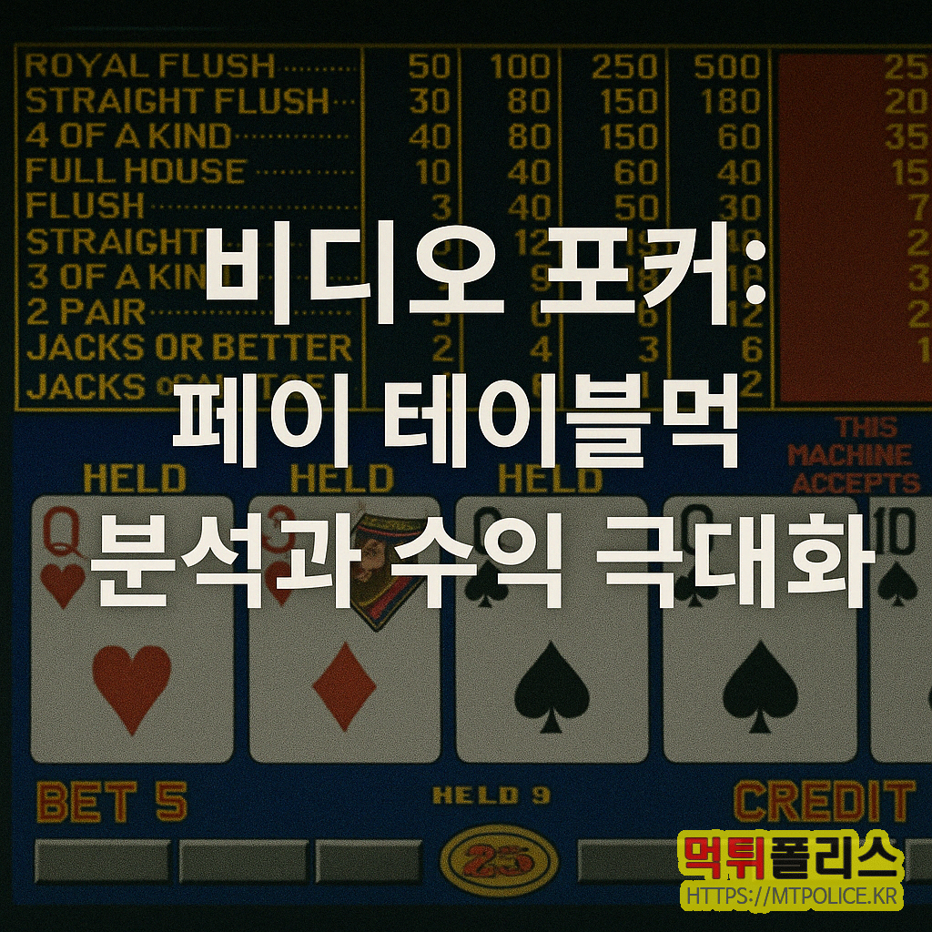 카지노 전략 : 카지노에서 유저가 더 유리한 전략 분석 리포트 5 인포그래픽 - 비디오 포커: 페이 테이블분석과 수익 극대화