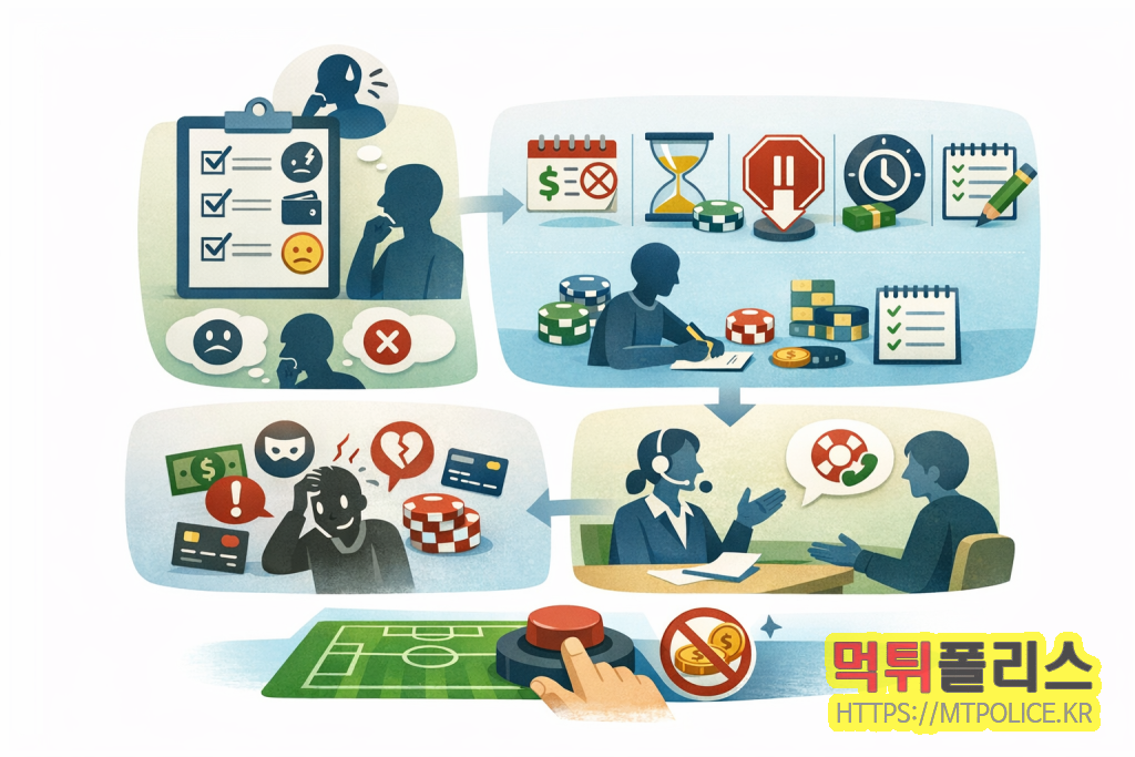 토토사이트 과몰입 방지법: 베팅 전 반드시 거쳐야 할 자가진단과 행동규칙 3 토토사이트 과몰입 방지법에 대한 인포그래픽