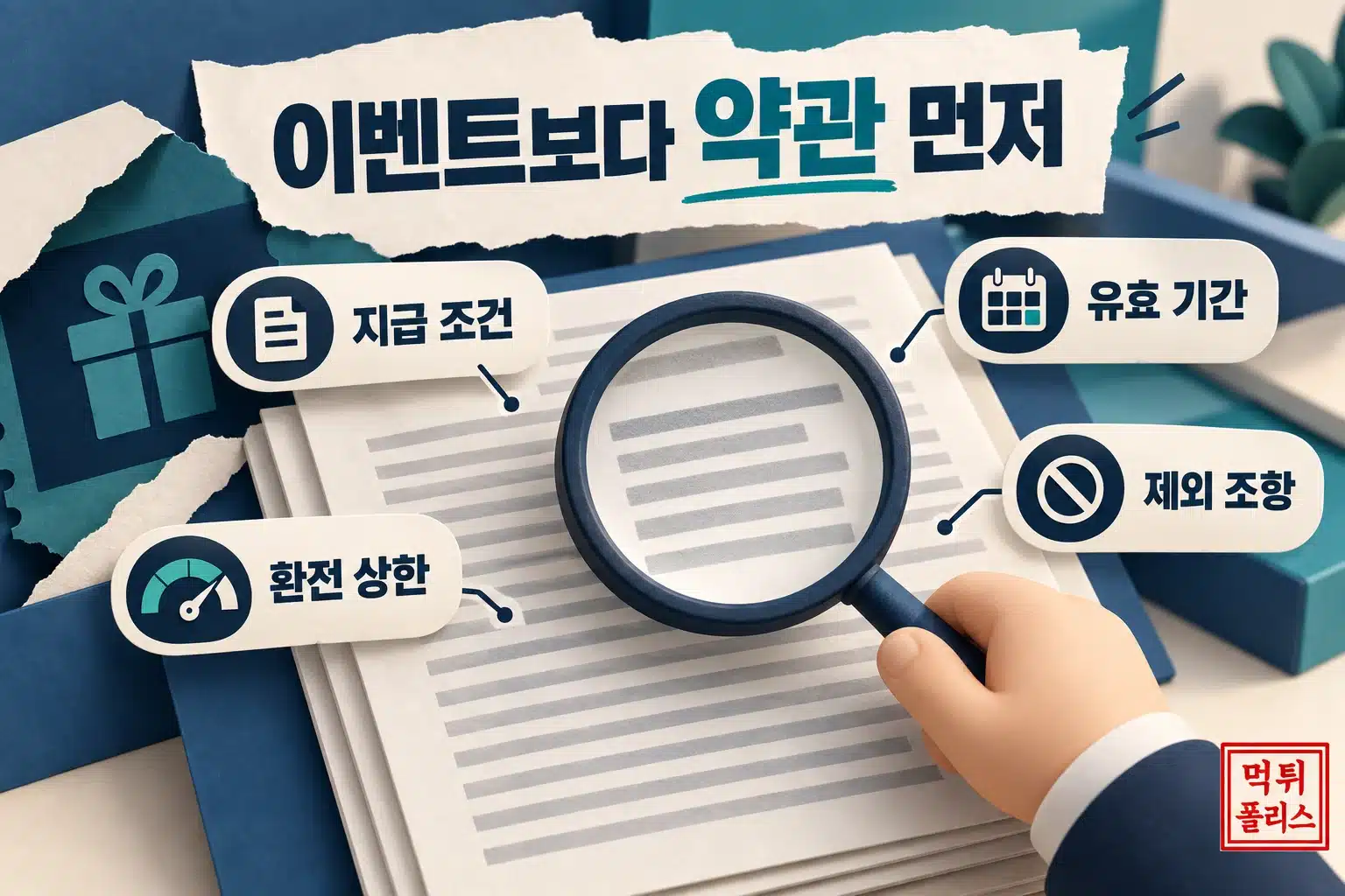 토토사이트 정보 · 먹튀검증 · 안전놀이터 · 메이저사이트 · 스포츠토토 커뮤니티 4 이벤트 약관의 지급 조건, 유효 기간, 환전 상한, 제외 조항을 확인하는 그림