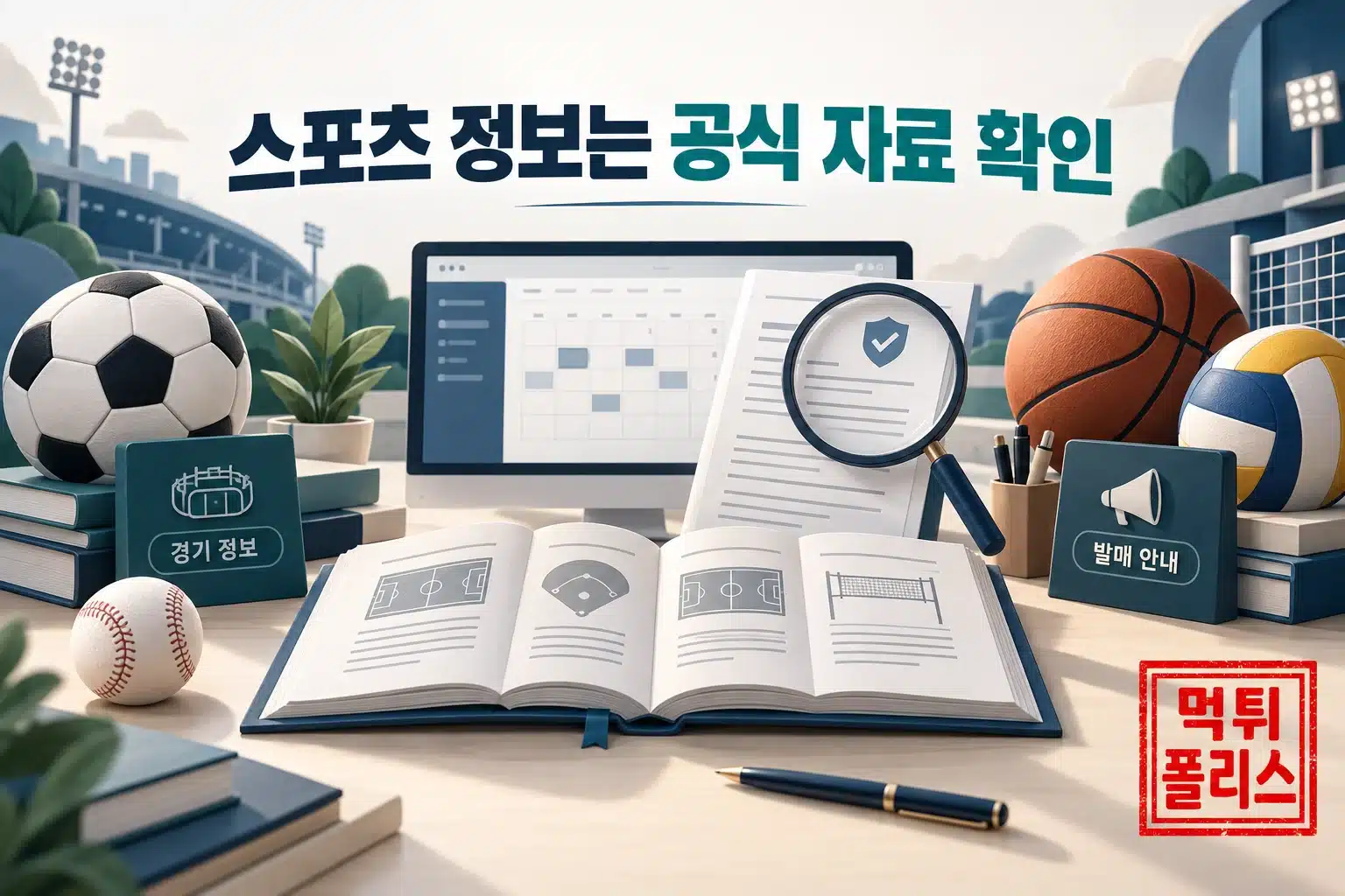 토토사이트 정보 · 먹튀검증 · 안전놀이터 · 메이저사이트 · 스포츠토토 커뮤니티 5 축구·야구·농구·배구 용품과 경기 정보·발매 안내 자료를 확인하는 그림